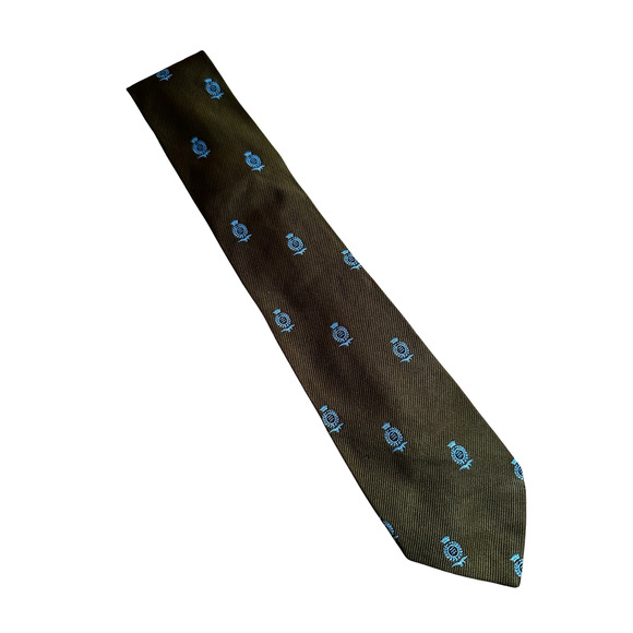 Vintage Olive Green Shield Necktie Polyester - Picture 1 of 4